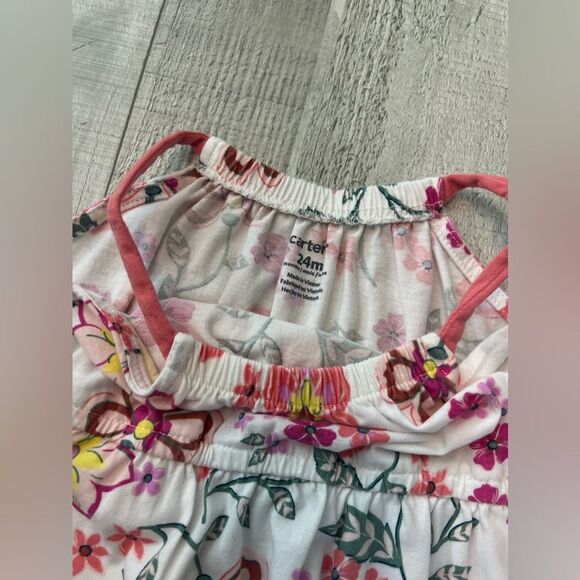Carter's Floral Tiered Jersey Dress Size 24 Months Summer Flowy Casual Beach - Picture 4 of 4